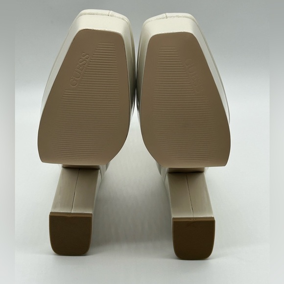 Guess BYRA Women’s Platform Block Heel Ankle Boots Ivory Patent, Size 8.5M NWB - Picture 12 of 12